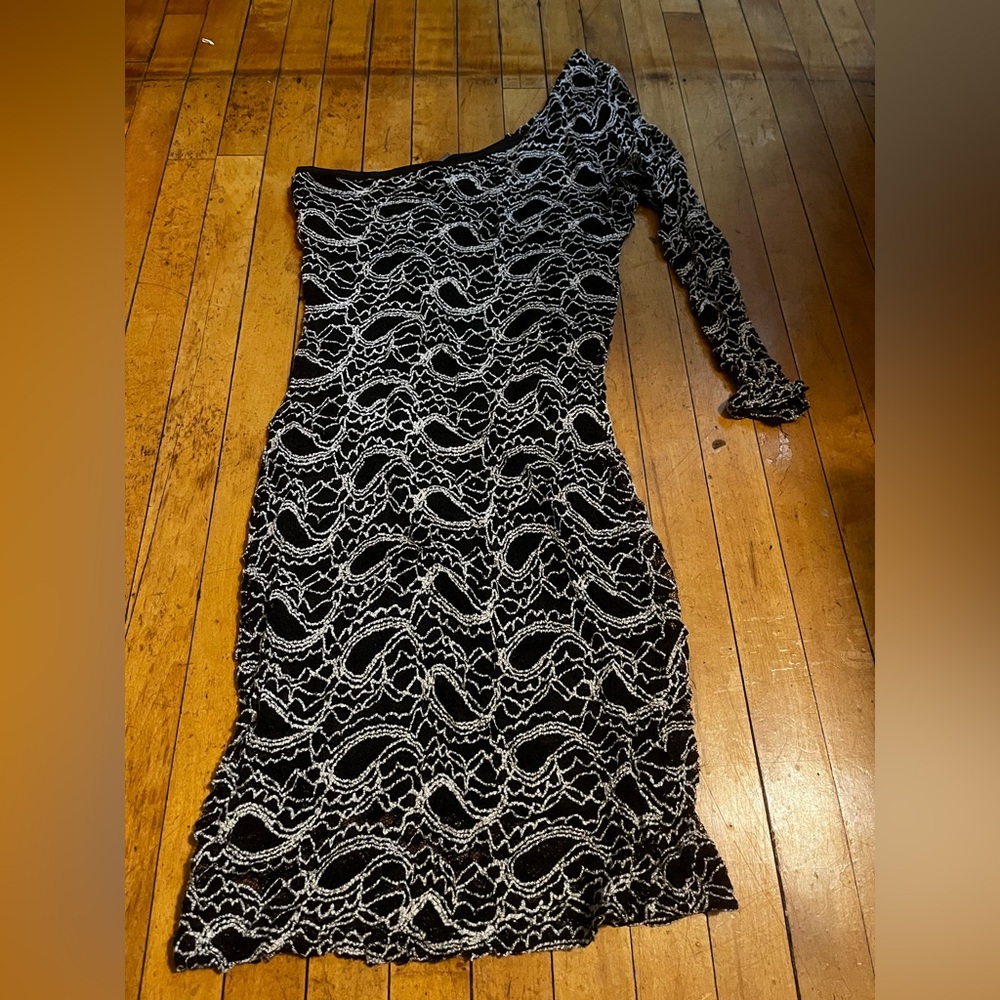 Eclipse | Lace One Shoulder Long Sleeve Mini Dress